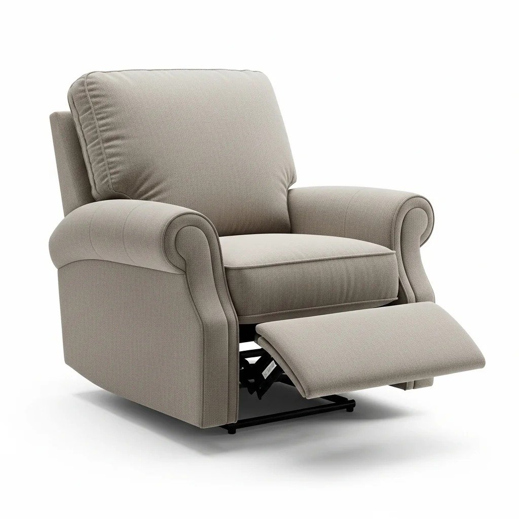 Traditional Manual Recliner Chair, Push-Back Living Room Armchair